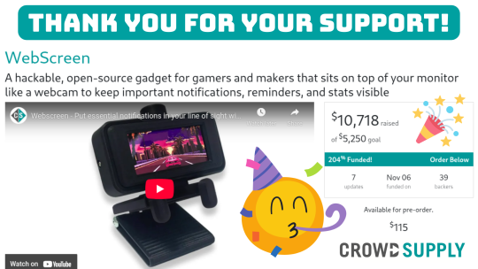 Webscreen crowdsupply campaign